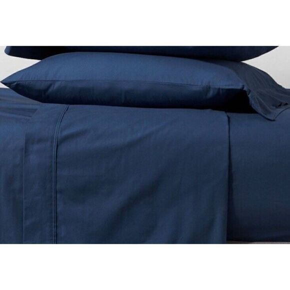 Threshold Blue Bed Flat Top Sheet - Picture 2 of 5